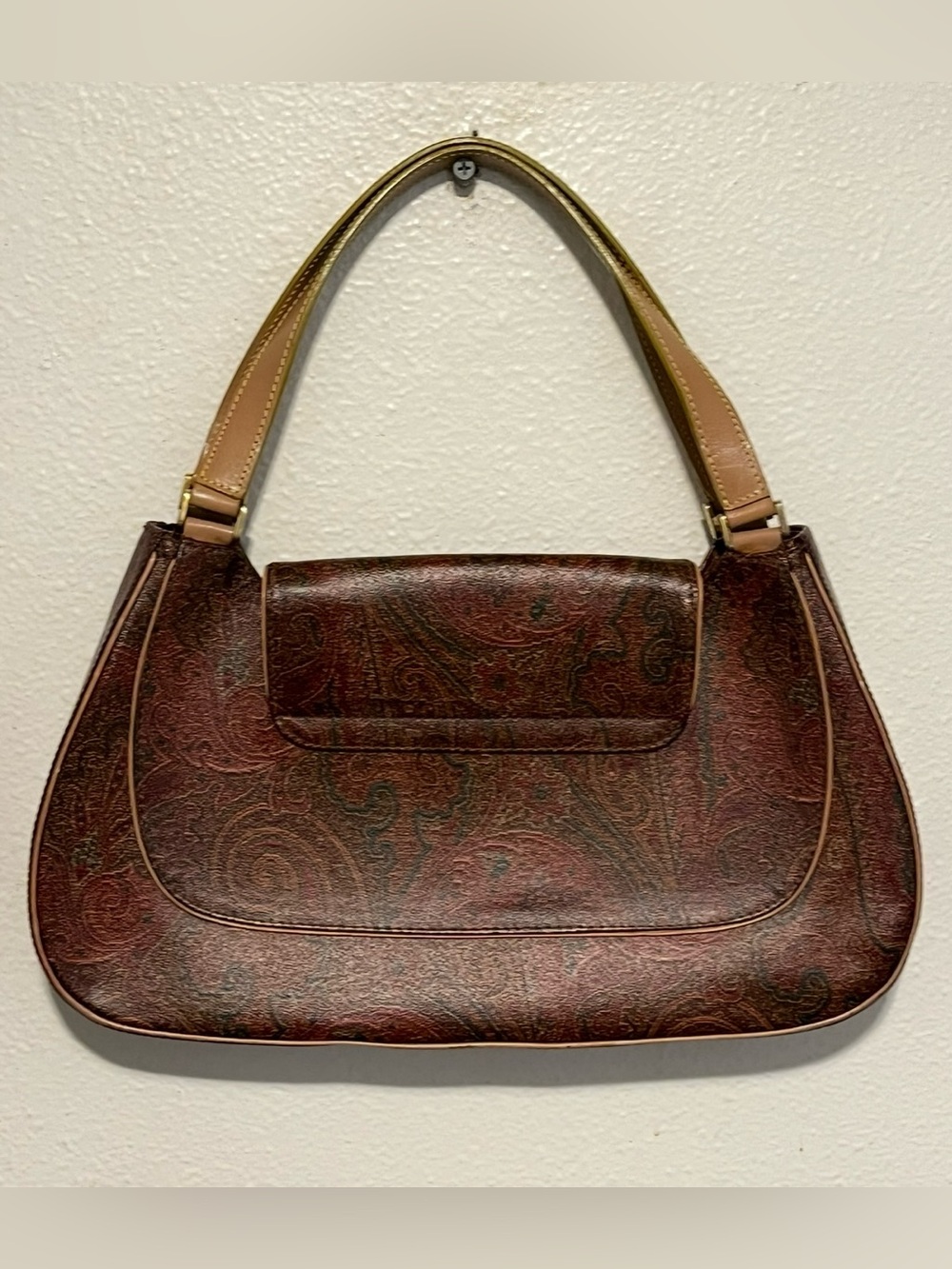 ETRO VTG Y2K Arnica Paisley Flap Hobo Shoulder Bag Gold Pegasus Accent Vintage - Picture 7 of 16